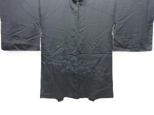 流水に草花模様織り出し一つ紋絵羽織